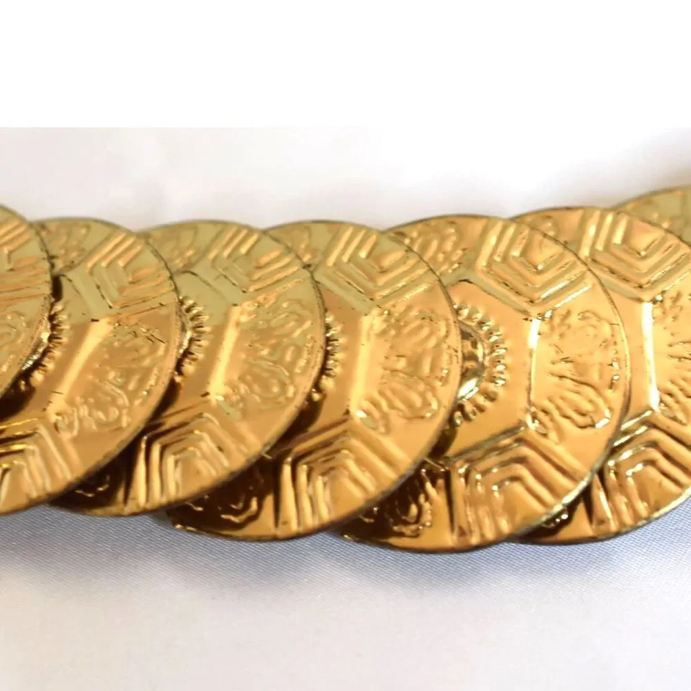 VTG 80's Hipster Metal Medallion Coin Gold Tone 25